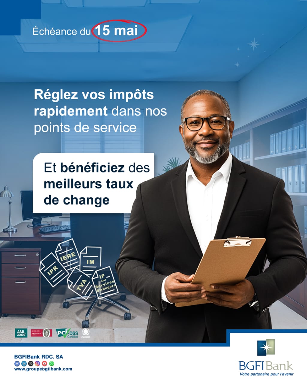 Kinshasa : BGFIBankRDC invite les assujettis à régler toutes leurs taxes dans ses points de service à de taux de change avantageux